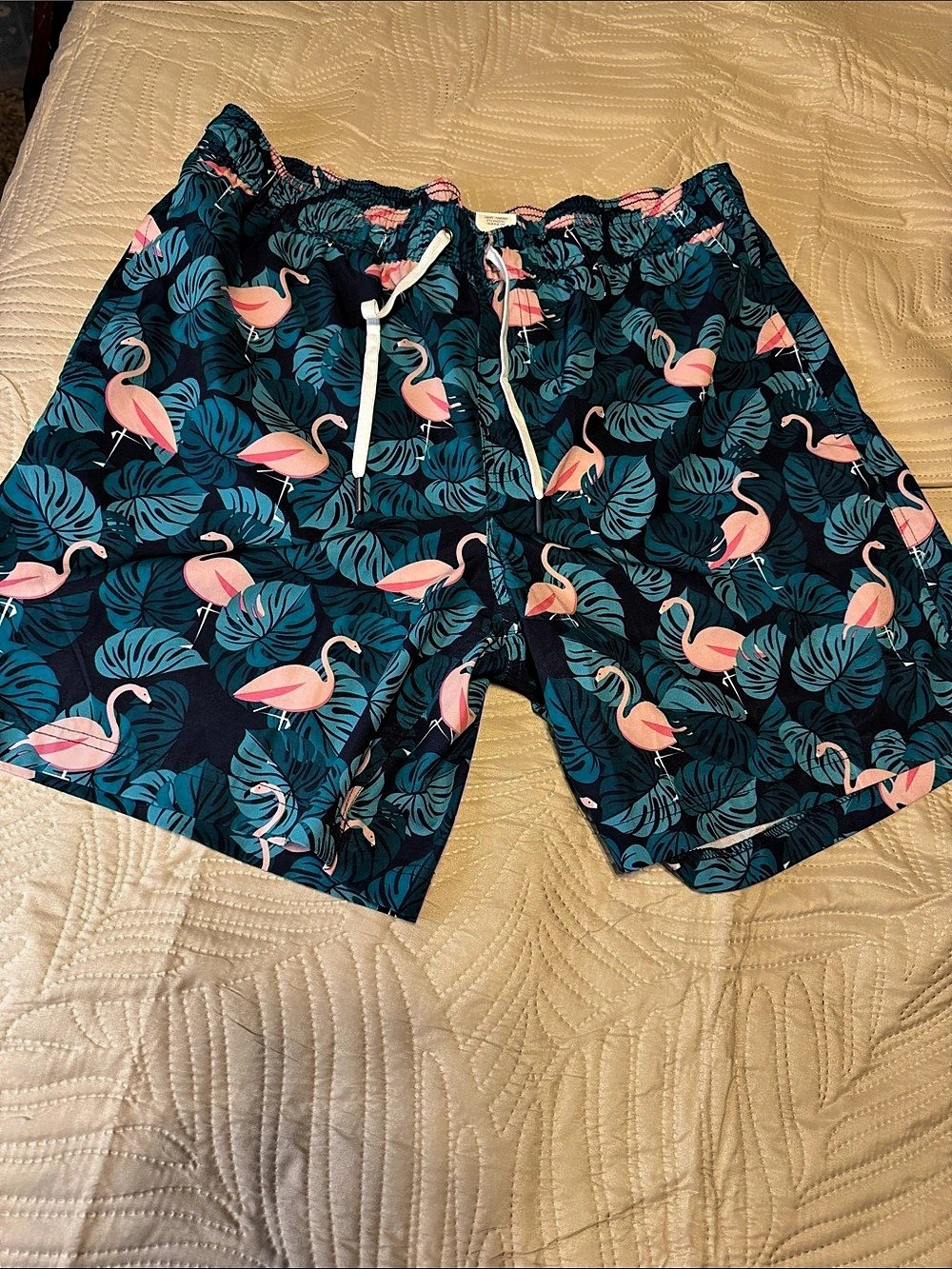 Members Mark Swim Trunk Floral Swim Trunks in Black & Blue Large Like New